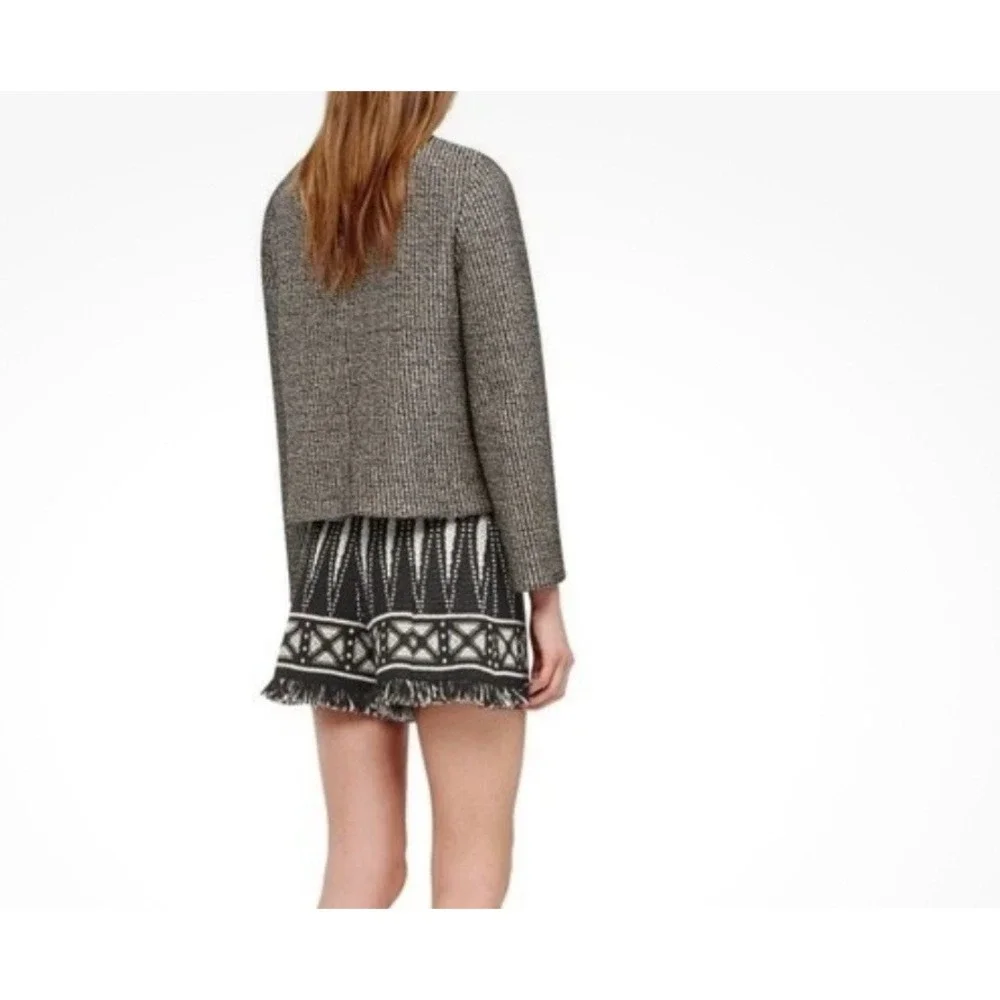 Tory Burch Raffia Sweater Black & Cream Crew Neck Zip Womens Sz Small Petite - Picture 5 of 16